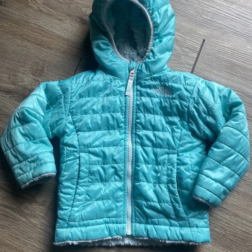 The North Face Girls' Aqua Teal Hooded Puffer Jacket